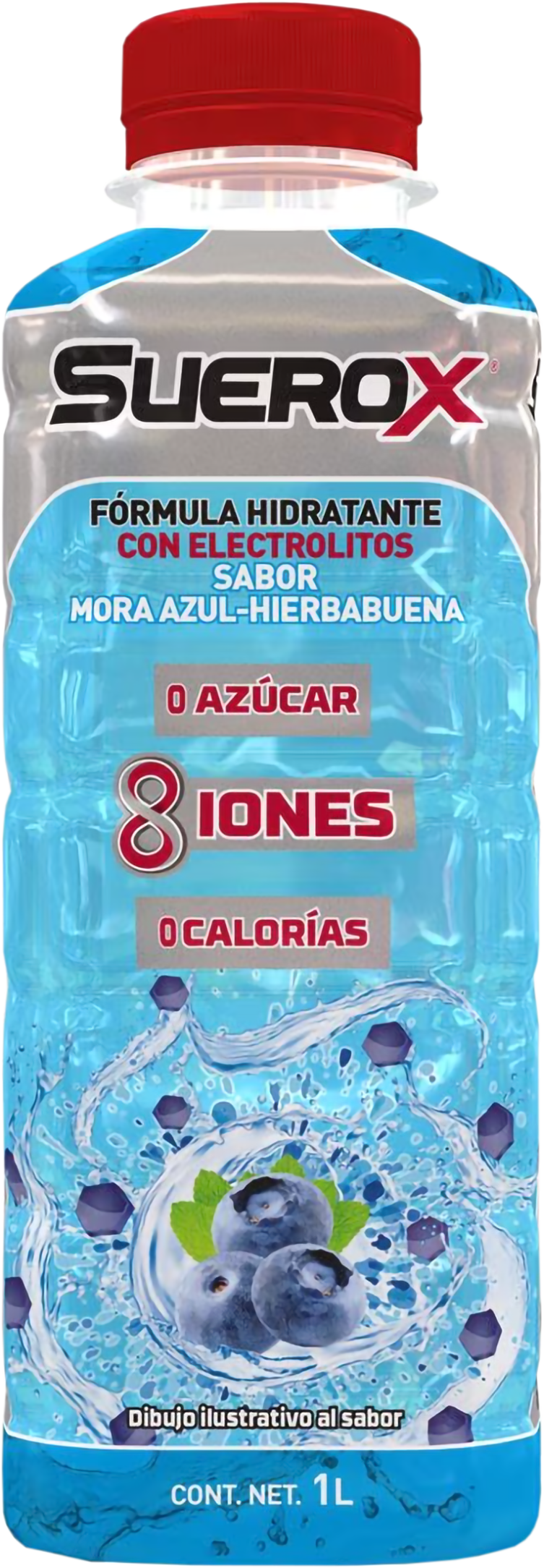 Bebida hidratante adulto 8iones mora azul con hierbabuena Suerox 1 l