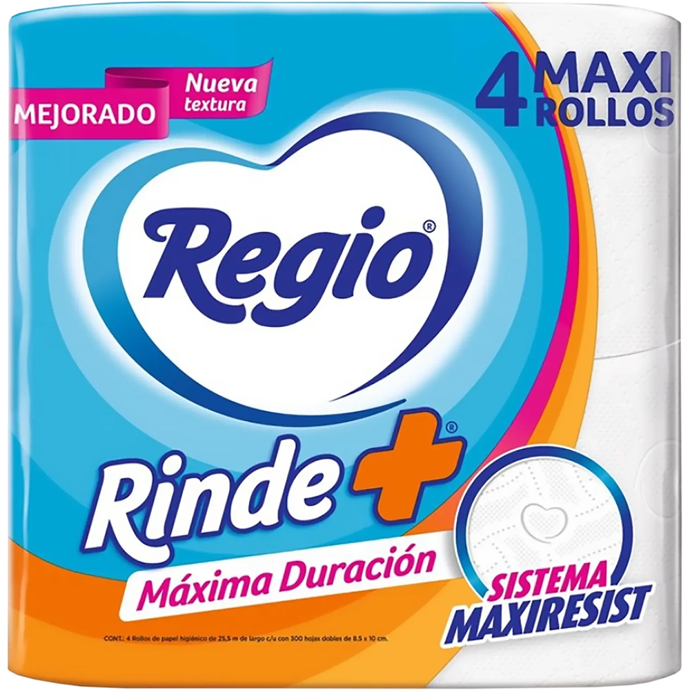 Papel higiénico 4 rollos Regio 400 h.