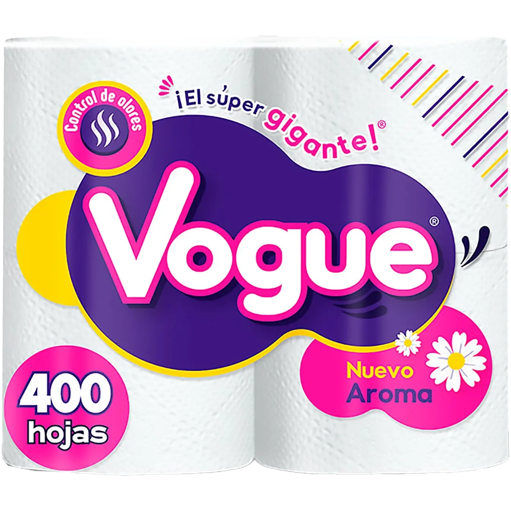 Papel higiénico 4 rollos manzanilla Vogue 400 h.