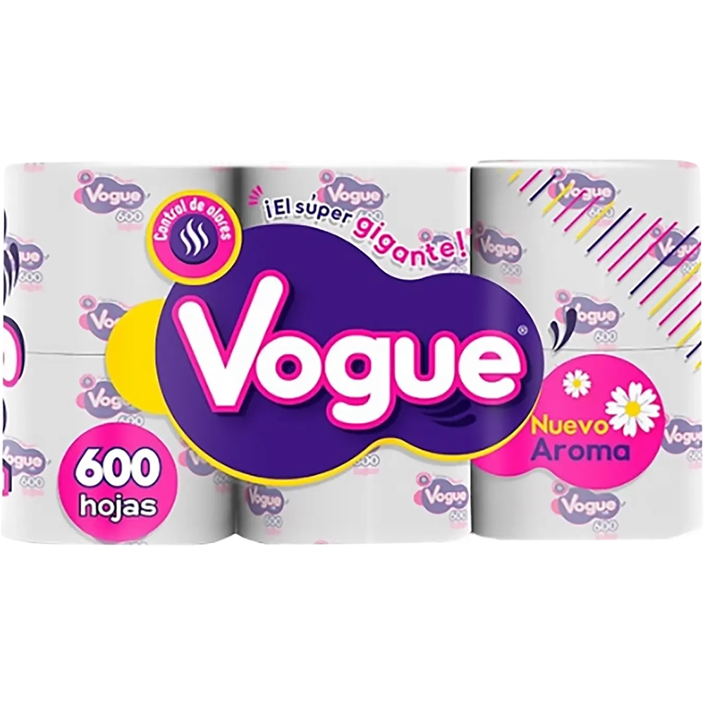Papel higiénico 6 rollos Vogue 600 h.