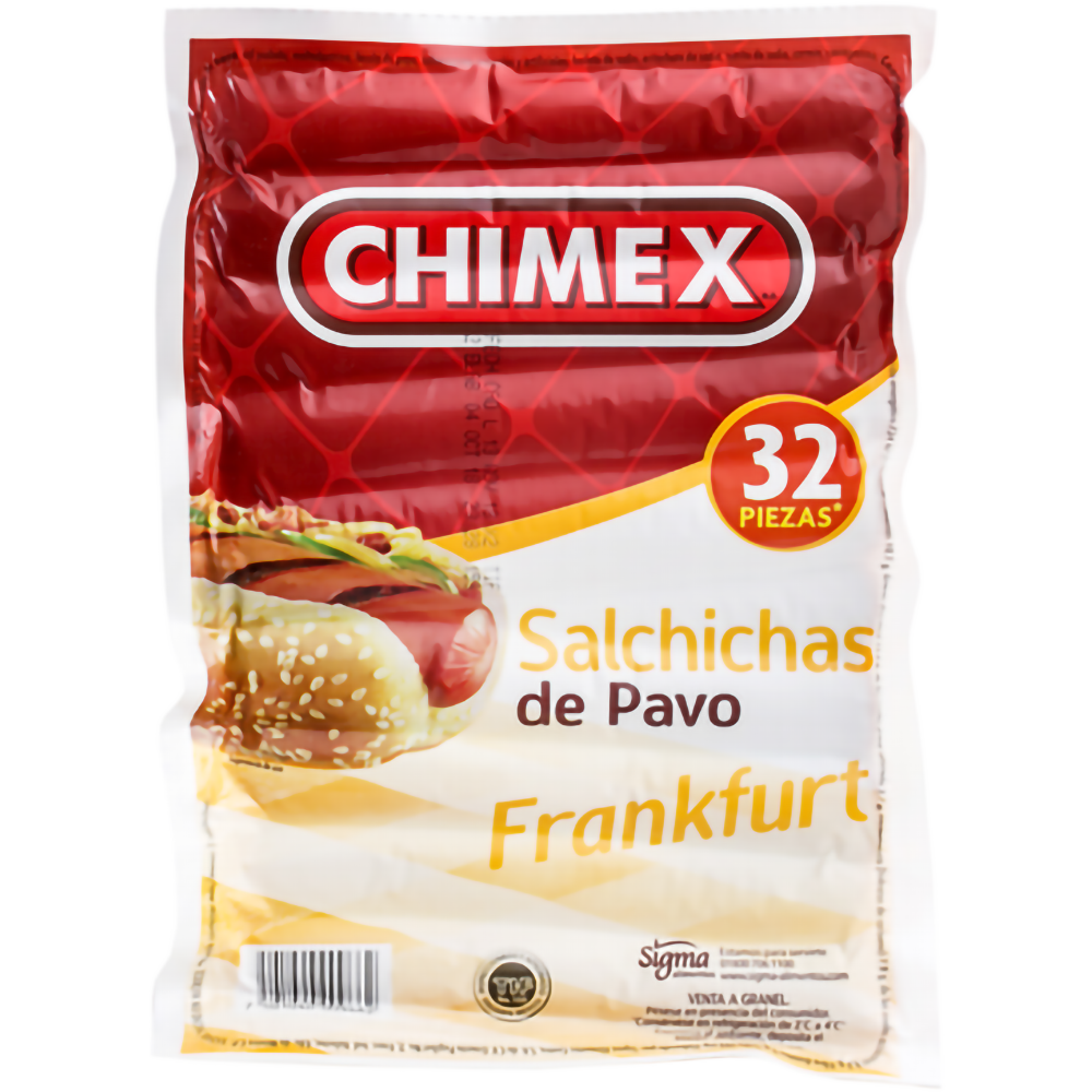 Salchicha de pavo Frankfurt Chimex 1 kg